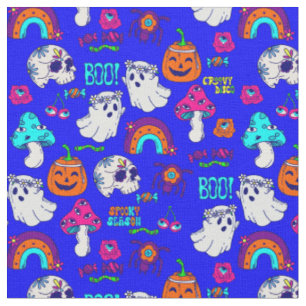 groovy halloween spooky disco creepy mushrooms fabric