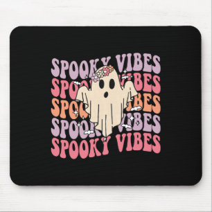 Groovy Halloween Spooky Vibes Retro Floral Ghost C Mouse Mat