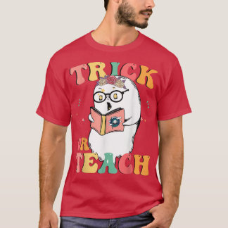 Groovy Halloween Teacher Outfits Retro Spooky Ghos T-Shirt
