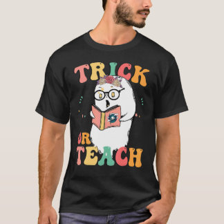 Groovy Halloween Teacher Outfits Retro Spooky Ghos T-Shirt