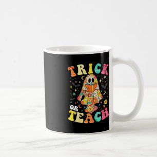 Groovy Halloween Trick Or Teach Retro Floral Ghost Coffee Mug