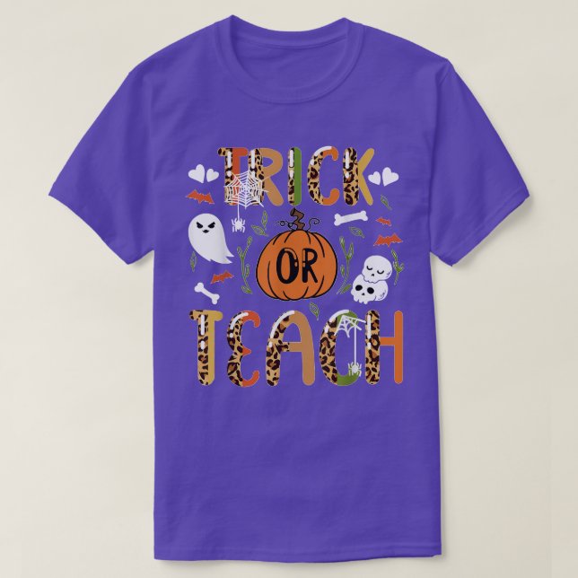 Groovy Halloween Trick or Teach Thanksgiving  T-Shirt (Design Front)