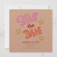 Groovy Hand Drawn Lettering Save the Date
