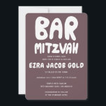 Groovy Handlettering Custom Bar Mitzvah Burgundy  Invitation<br><div class="desc">Perfect card to announce a bar mitzvah! Hand made art for you with handlettering on the front and back side! FULLY CUSTOMIZABLE! Click on “Personalise” above to edit the text. Click "edit using design tool" to adjust the fonts, colours and placements and to delete the back side design if you...</div>