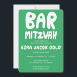 Groovy Handlettering Custom Bar Mitzvah Green  Invitation<br><div class="desc">Perfect card to announce a bar mitzvah! Hand made art for you with handlettering on the front and back side! FULLY CUSTOMIZABLE! Click on “Personalise” above to edit the text. Click "edit using design tool" to adjust the fonts, colours and placements and to delete the back side design if you...</div>