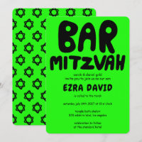 Groovy Handlettering Custom BAR Mitzvah Neon Stars