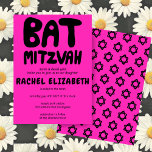 Groovy Handlettering Custom Bat Mitzvah Pink Stars Invitation<br><div class="desc">Perfect card to announce a bat mitzvah! Hand made art for you with handlettering on the front and a pattern on the back side! FULLY CUSTOMIZABLE! Click on “Personalise” above to edit the text. Click "edit using design tool" to adjust the fonts, colours and placements and to delete the back...</div>