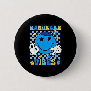 Groovy Hanukkah Vibes Chanukah Pajama Happy Hanukk 6 Cm Round Badge