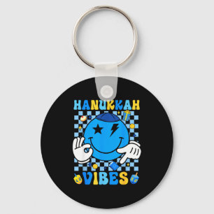Groovy Hanukkah Vibes Chanukah Pajama Happy Hanukk Key Ring
