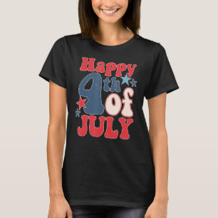 Groovy Happy 4th Of July US Flag American 4th Of J T-Shirt