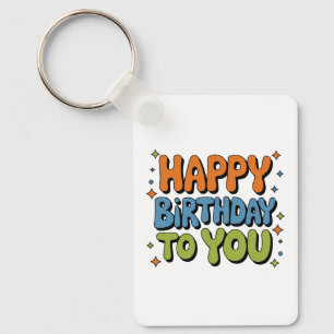 Groovy Happy Birthday Key Ring