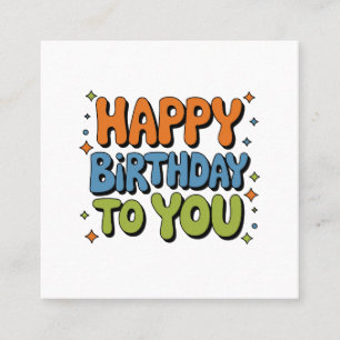 Groovy Happy Birthday Square Business Card