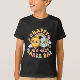Groovy Happy Earth Day Teacher Kids T-Shirt