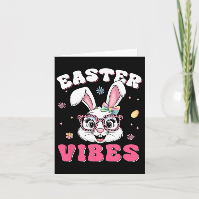 Groovy Happy Easter Cute Bunny Rabbit Face Womens  Card (Front)