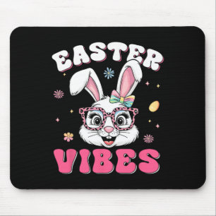 Groovy Happy Easter Cute Bunny Rabbit Face Womens Mouse Mat