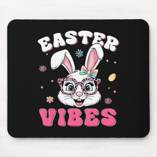 Groovy Happy Easter Cute Bunny Rabbit Face Womens  Mouse Mat (Front)