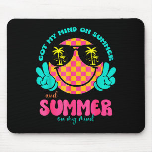 Groovy Happy Face Summer Vibes Got My Mind On Summ Mouse Mat