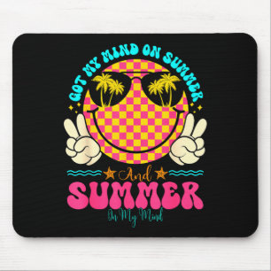 Groovy Happy Face Summer Vibes Got My Mind On Summ Mouse Mat