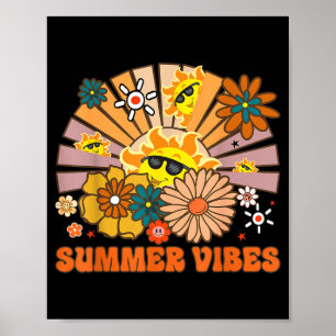 Groovy Happy Face Summer Vibes Sunshine Funny Poster