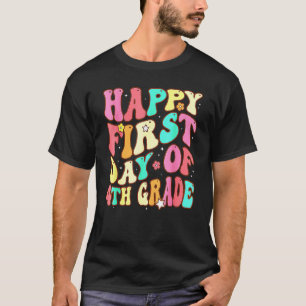 Groovy Happy First Day Of 4th Grade Welcome Back T T-Shirt