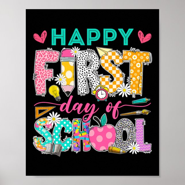 Groovy Happy First Day Of School Back To School St Poster (Front)