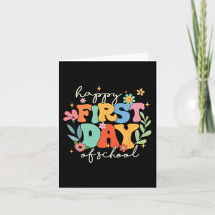 Groovy Happy First Day Of School Back To School Te Card