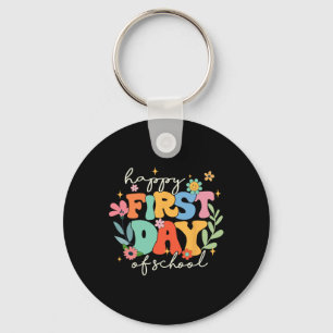 Groovy Happy First Day Of School Back To School Te Key Ring