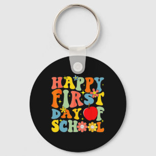 Groovy Happy First Day Of School Back To School Te Key Ring