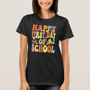 Groovy Happy First Day Of School Back To School Te T-Shirt
