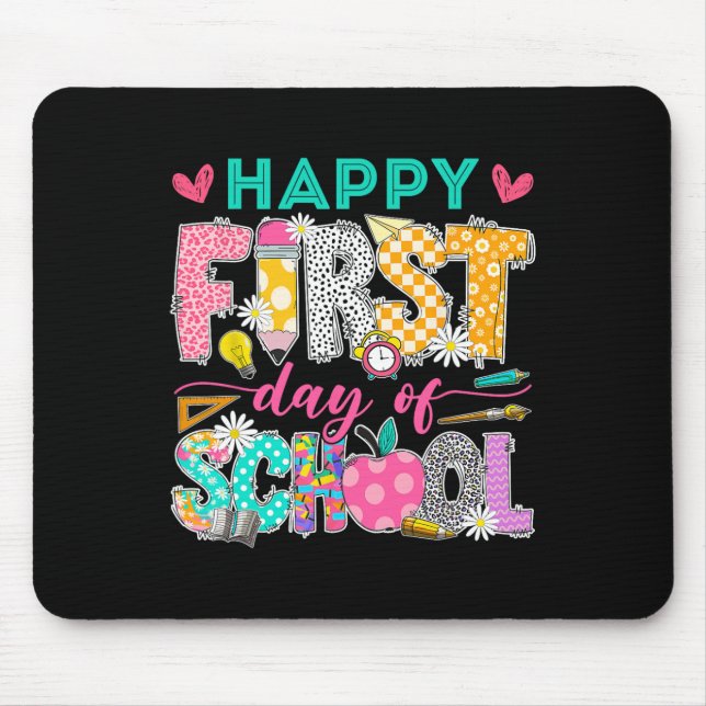 Groovy Happy First Day Of School Ck To School Stud Mouse Mat (Front)