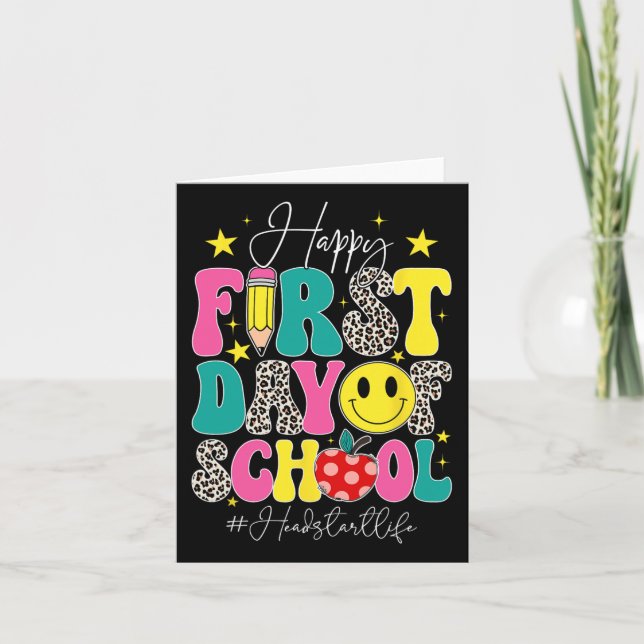 Groovy Happy First Day Of School Headstart Life He Card (Front)