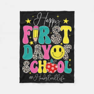 Groovy Happy First Day Of School Headstart Life He Fleece Blanket