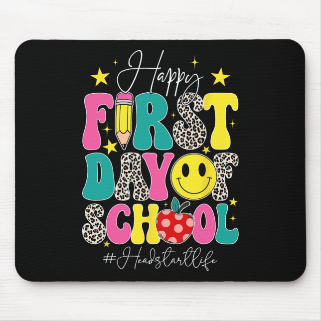 Groovy Happy First Day Of School Headstart Life He Mouse Mat (Front)