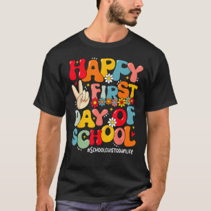 Groovy Happy First Day Of School School Custodian T-Shirt