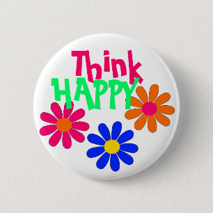 Groovy Happy Flowers 6 Cm Round Badge