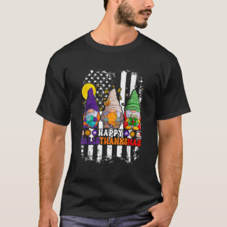 Groovy Happy Hallothanksmas Gnome Halloween Hippie T-Shirt