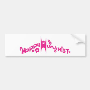 Groovy Happy Humanist Pink Bumper Sticker