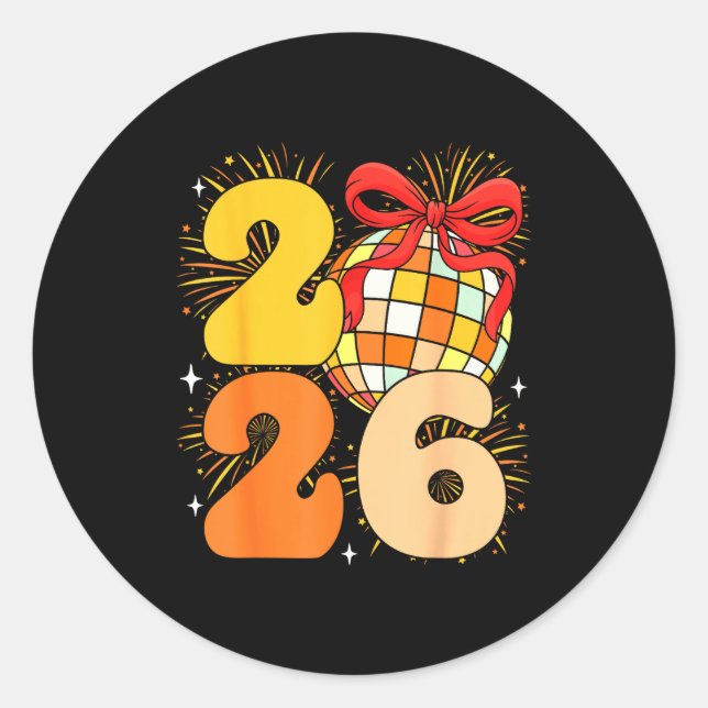 Groovy Happy New Year 2026 New Years Eve Party Men Classic Round Sticker (Front)