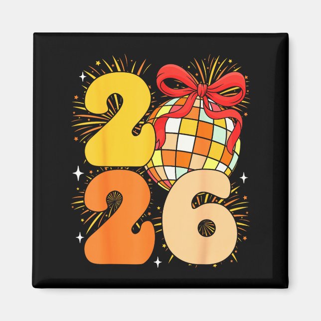 Groovy Happy New Year 2026 New Years Eve Party Men Magnet (Front)