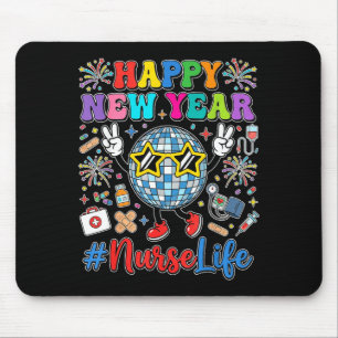 Groovy Happy New Year 2026 Nurse Life Disco Ball F Mouse Mat