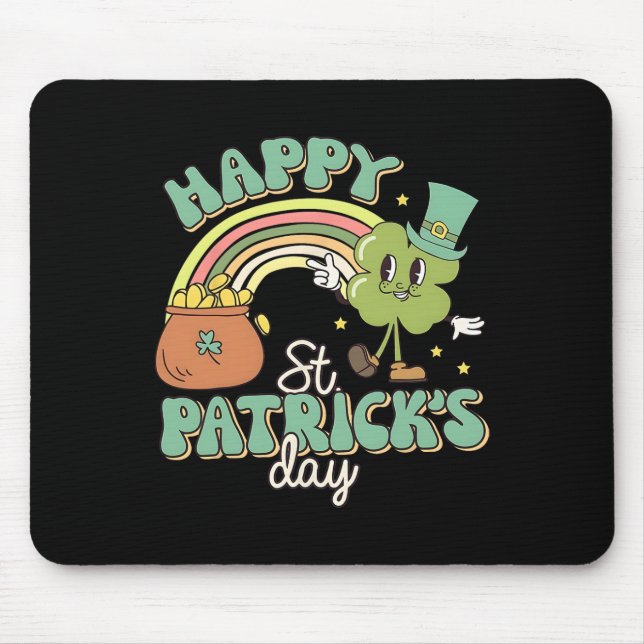 Groovy Happy St Patricks Day Shamrock Clover For W Mouse Mat (Front)