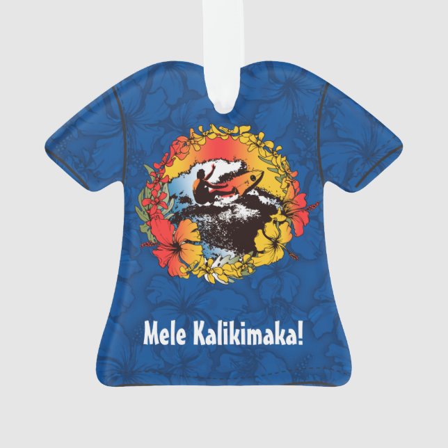 Groovy Hawaiian Surfer 1960s Retro Aloha Shirt Ornament (Back)