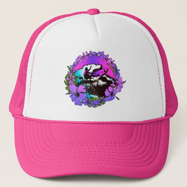 Groovy Hawaiian Surfer 1960's Retro Graphic Hat (Front)