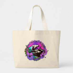 Groovy Hawaiian Surfer 1960s Retro Graphic Large Tote Bag