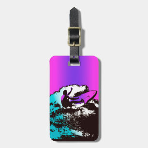 Groovy Hawaiian Surfer 1960's Retro Graphic Luggage Tag
