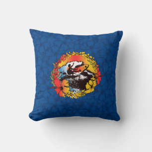 Groovy Hawaiian Surfer 1960's Retro Graphic Pillow