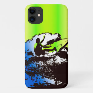 Groovy Hawaiian Surfer 1960's Retro - Lime iPhone 11 Case