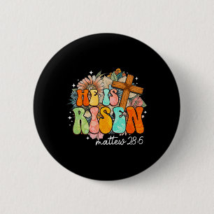 Groovy He Is Risen Cross Jesus Religious Easter Ch 6 Cm Round Badge