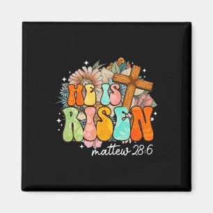 Groovy He Is Risen Cross Jesus Religious Easter Ch Magnet