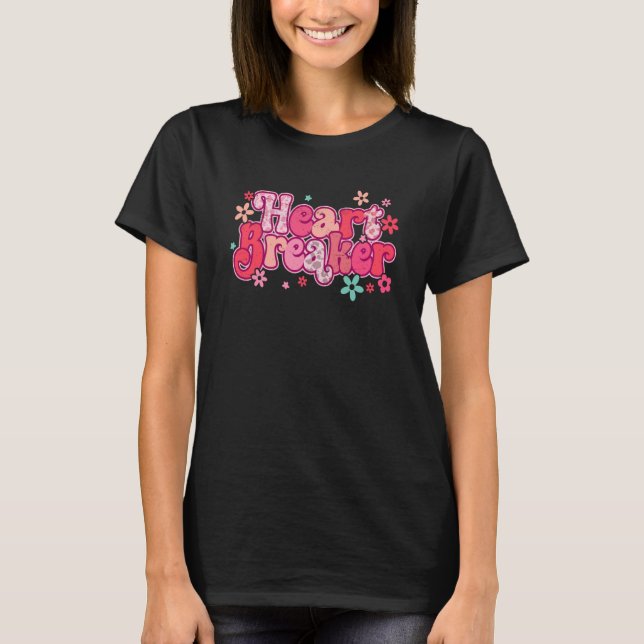 Groovy Heart Breaker Hippie Valentine's Day Single T-Shirt (Front)
